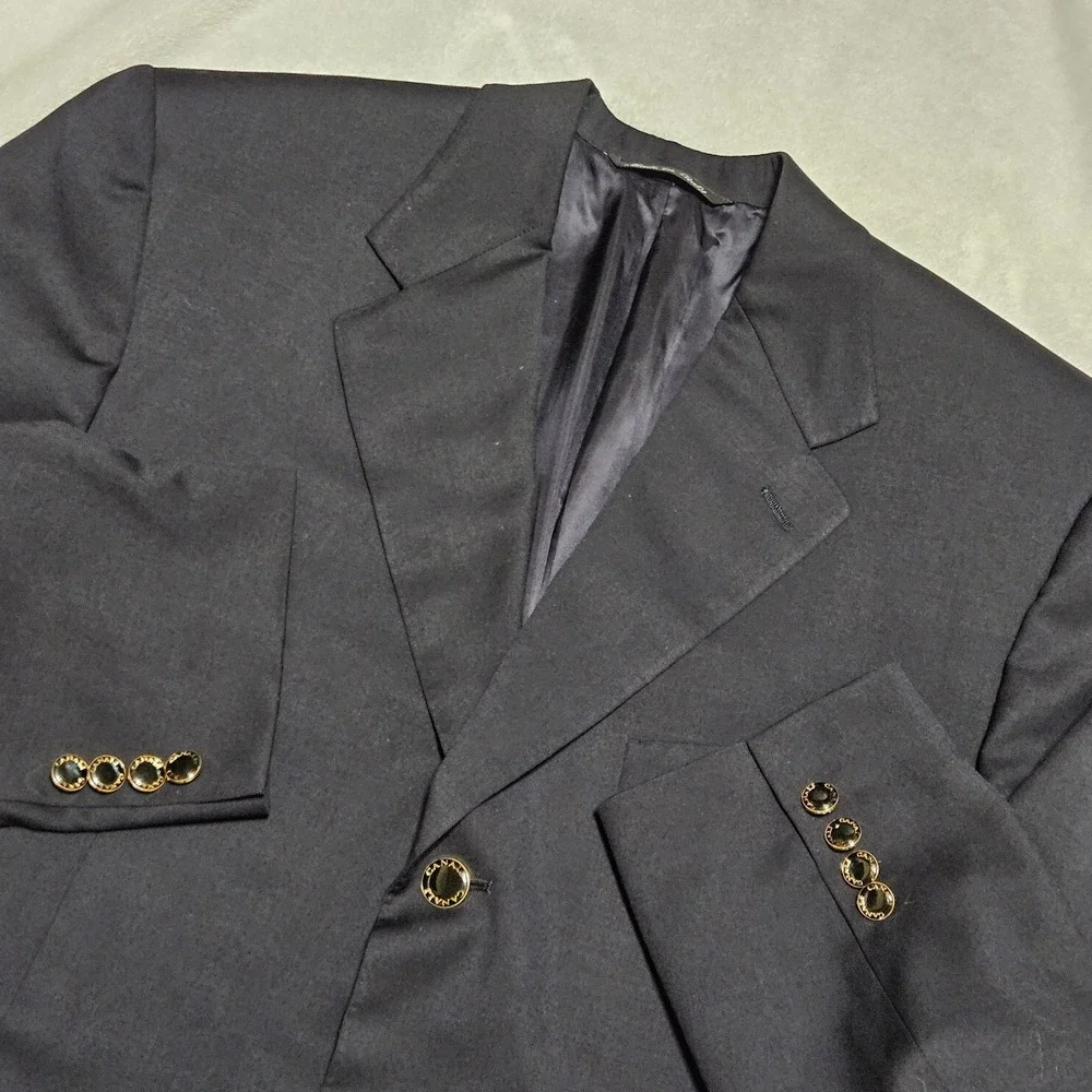 Canali Italy 100% Wool Dark Navy 1‎ Piece Suit Blazer 54L 13320/00 Gold Buttons